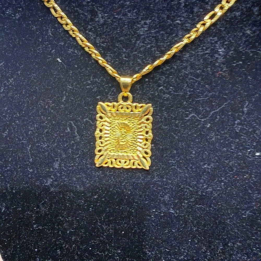 Lot of 6 Gold Plated Square Initial Pendant Necklaces Hip Hop D F R Rare